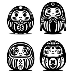 Japan Daruma Doll Illistration.