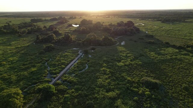 Aerial view of the city of Porto Jofre, Pantanal, Cuiab&aacute;, Brazil