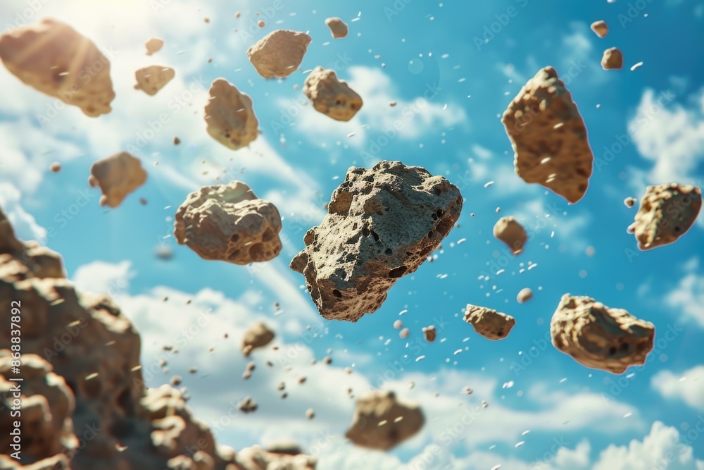 Poster Aerial view of rocks in motion, suitable for use in action-packed scenes or as a metaphor for chaos