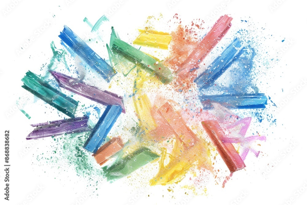 Poster A colorful collection of crayons arranged in a circular shape