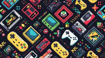 Retro Gaming Pixel Art Pattern