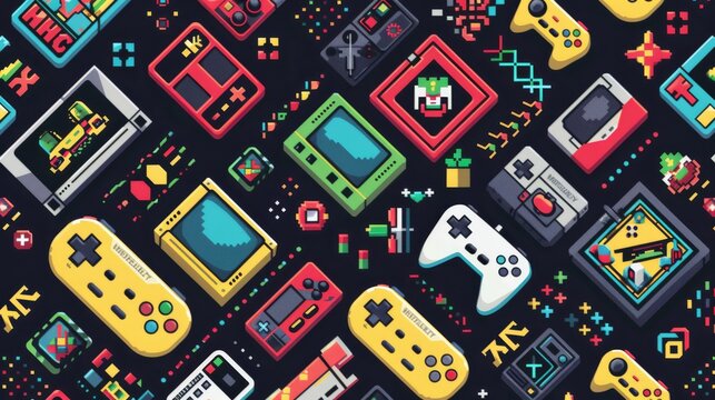 Retro Gaming Pixel Art Pattern