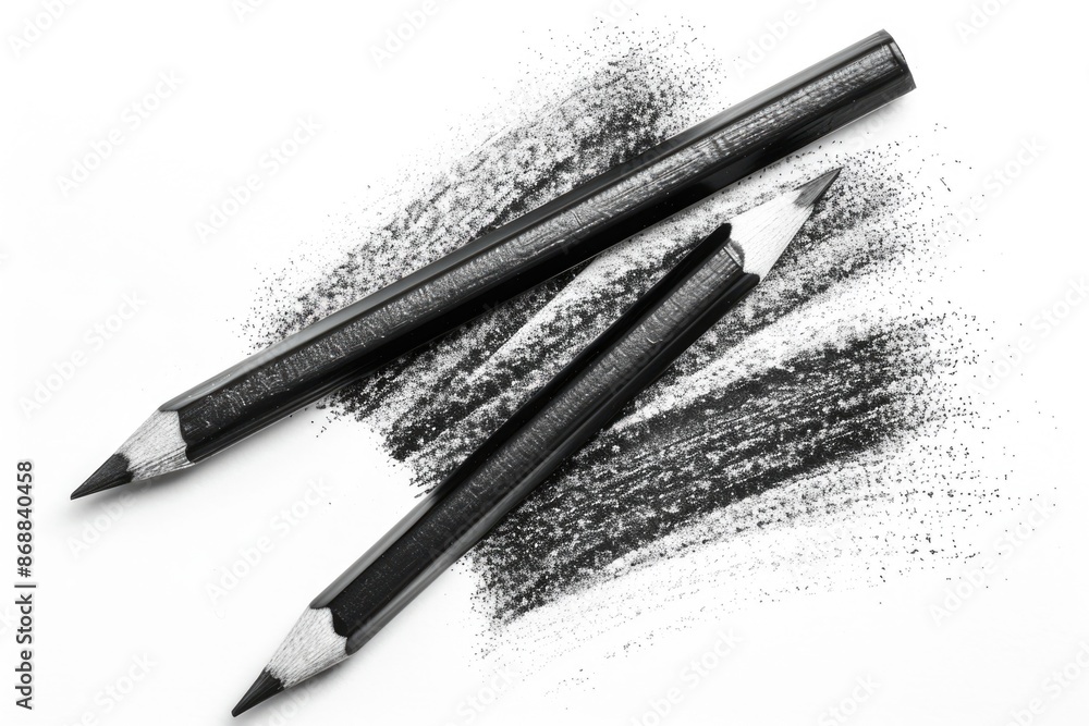 Poster pencils and sharpener on a white surface