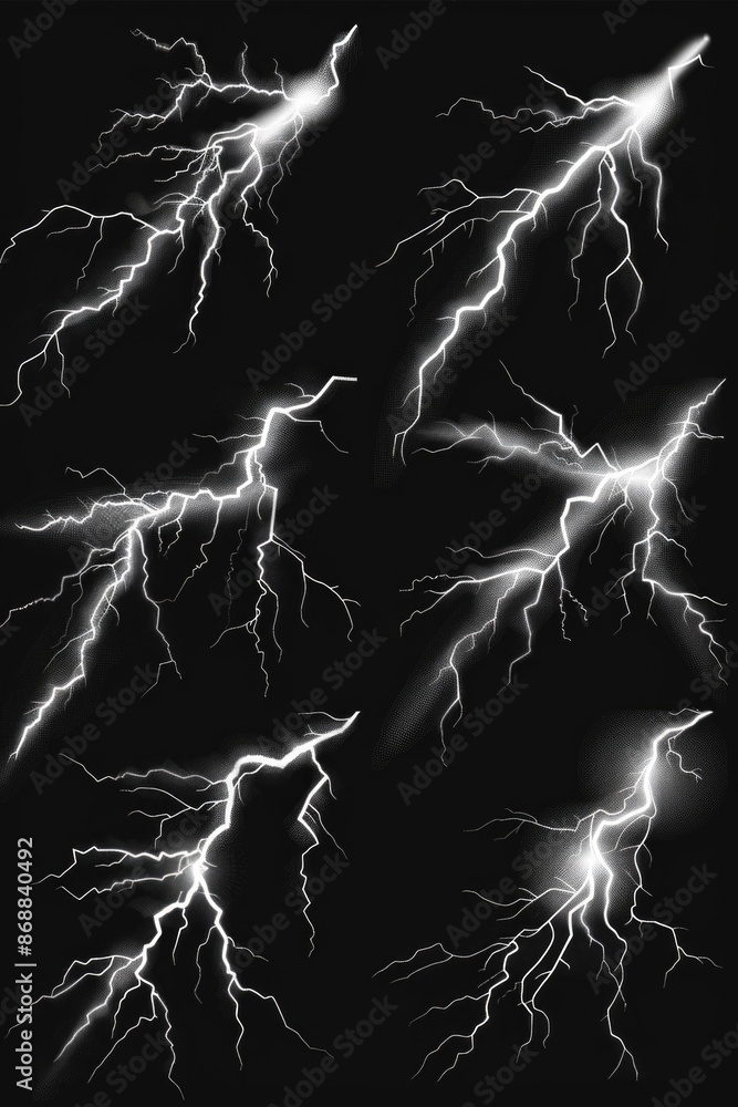 Poster A dark background with multiple lightning flashes