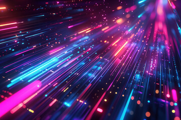 Fototapeta premium A colorful, abstract image with many lines and dots