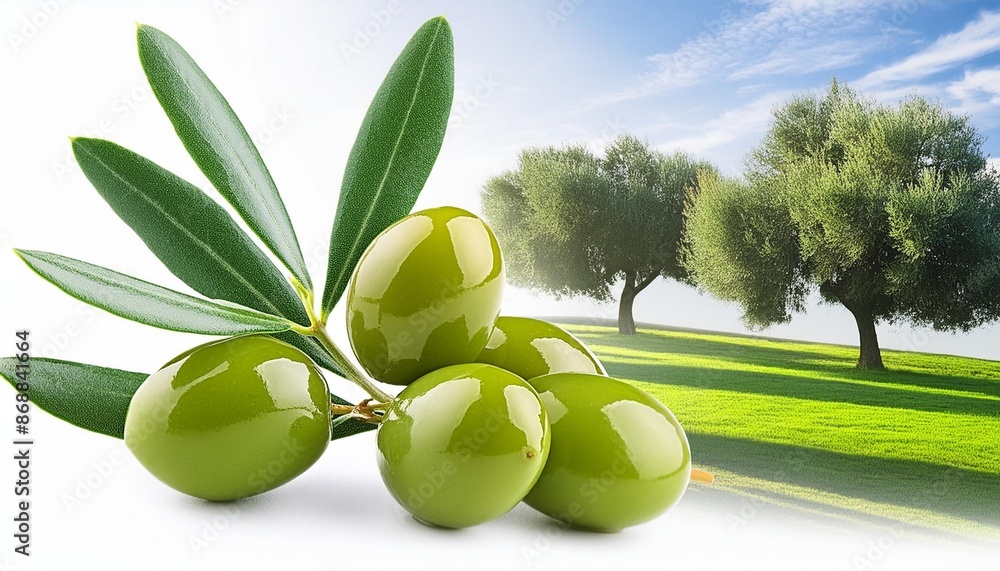 Wall mural olive branch with green olives png