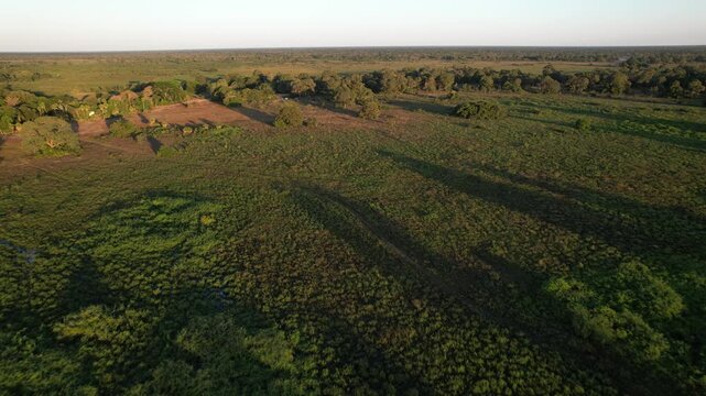 Aerial view of the city of Porto Jofre, Pantanal, Cuiab&aacute;, Brazil