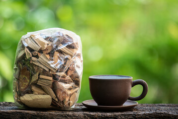 Herbal medicine is boiled and drunk to cure disease according to local Thai wisdom and placed on...