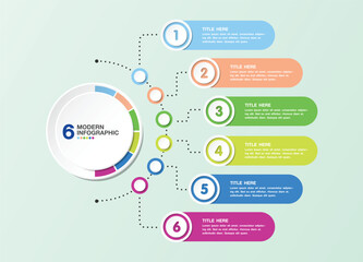 Modern circle infographic with 6 steps, process or options.