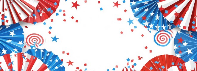 4th of July Patriotic Background with Red, White, and Blue Decorations