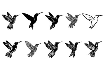 Hummingbird silhouette Vector Art Illustration, CNC, Wood, Vinyl, Cricut, Laser engraving File © DesignByNiher