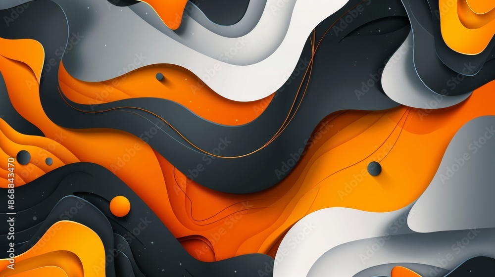 Poster dynamic, contrasting shapes and vibrant colors create a visually striking, engaging abstract design.