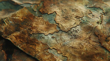 Fototapeta premium A detailed old vintage map showcasing ancient geographical boundaries and maritime routes, symbolizing exploration and history.