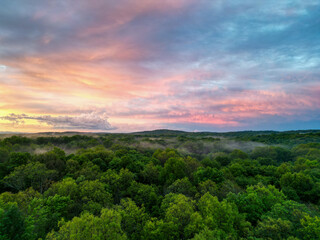 Aerial view of a Rock Tavern, New York sunset