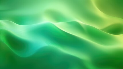 Obraz premium A serene abstract design featuring ethereal green waves gently floating with a translucent quality, emanating a sense of peace and fluidity for a calming visual experience.