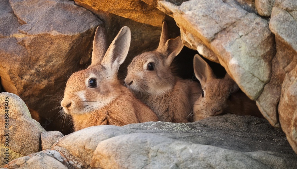 Canvas Prints rabbits sitting inside the rock