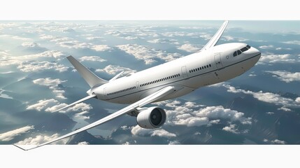 Obraz premium An advanced airplane effortlessly glides through bright skies, showcasing the epitome of modern aerodynamics and the elegance of human innovation in aviation.