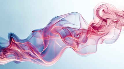 Gentle wisps of pink and blue smoke intertwine gracefully on a light background, evoking a sense of elegance, tranquility, and abstract beauty, ideal for design concepts.