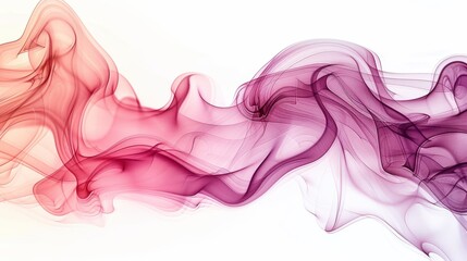 Fototapeta premium Abstract wisps of pink and purple smoke twist and turn on a white background, creating an artistic and modern visual, ideal for design inspiration and creativity.