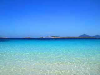 Beautiful sea in Sardegna Italy. Blue clear water sea in Italy. Beautiful background with sea.