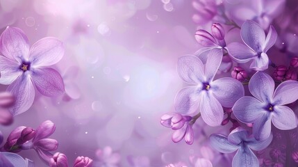This image showcases an arrangement of delicate lilac and purple flowers against a dreamy, blurred background, creating a soothing and elegant atmosphere.
