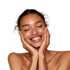 Young and beautiful skincare cosmetic beauty product promotion model