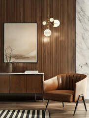 Modern Interior Design with Wood Paneling and Marble