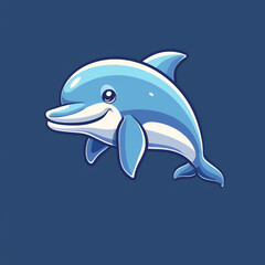 Obraz premium Joyful Dolphin Cartoon Vector Icon: Marine Delight in Playful Illustration