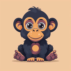 Obraz premium Jungle Fun: Playful Monkey Cartoon Vector Icon for Lively Themes
