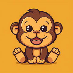 Obraz premium Playful Monkey Cartoon Vector Icon: Jungle Animal Illustration for Fun Graphics
