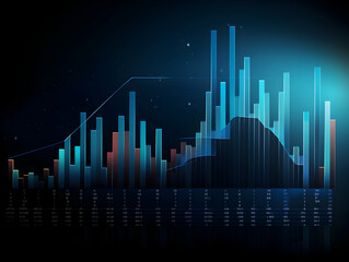 Fototapeta premium Financial data document, graph chart report statistic, marketing research development planning management, strategy analysis accounting, Financial business technology hologram concept. 