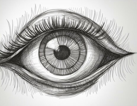 A close up drawing of an eye with a black eyeliner