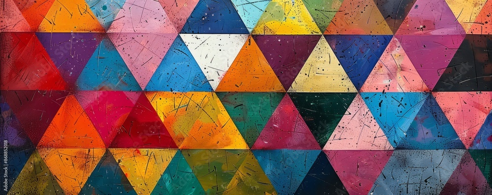 Poster repetitive patterns of colorful triangles