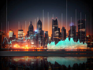 Fototapeta premium Financial data document, graph chart report statistic, marketing research development planning management, strategy analysis accounting, Financial business technology hologram concept. 