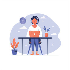 Girl sitting in front of a laptop