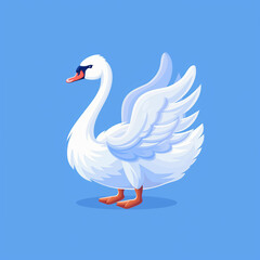 Fototapeta premium Elegant Graceful Swan Cartoon Vector Icon Illustration - Timeless Elegance in Digital Art