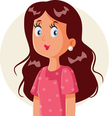 Cheerful Vector Woman Smiling Happily. Nice lady being positive and charismatic 
