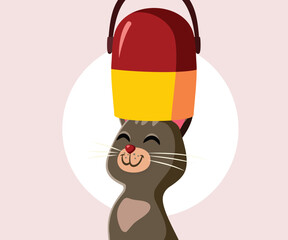 Funny Cat in a Hair Dryer at the Spa Salon Vector Cartoon. Cute domestic animal being pampered at the vets 
