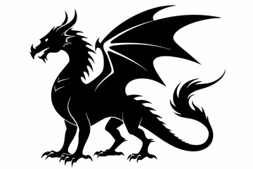 dragon silhouette vector illustration, Black Dragon silhouette vector design 