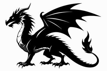 dragon silhouette vector illustration, Black Dragon silhouette vector design 