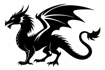 dragon silhouette vector illustration, Black Dragon silhouette vector design 