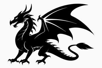 dragon silhouette vector illustration, Black Dragon silhouette vector design 
