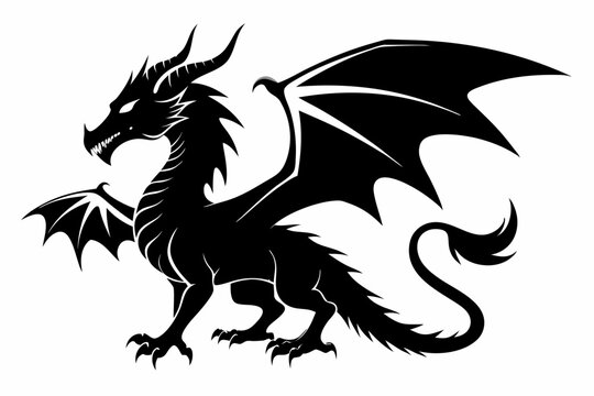 recommend clip art: dragon silhouette vector illustration, Black Dragon silhouette vector design 