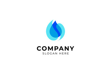 Blue drop water logo element flat vector design