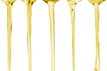 Cooking oil flows isolated on white, set