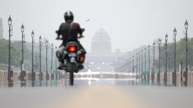 Rashtrapati Bhavan or President house during a hot summer day in New Delhi. 