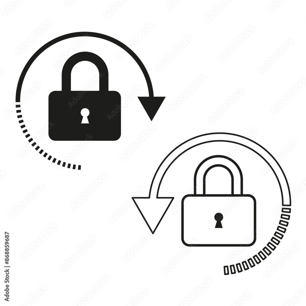 Poster padlock icons set. lock with arrow. security symbol design. vector illustration.
