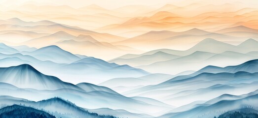 Obraz premium Watercolor mountain landscape during autumn