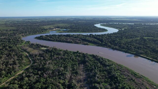 Aerial view of the city of Porto Jofre, Rio Cuiab&aacute;, Pantanal, Cuiab&aacute;, Brazil