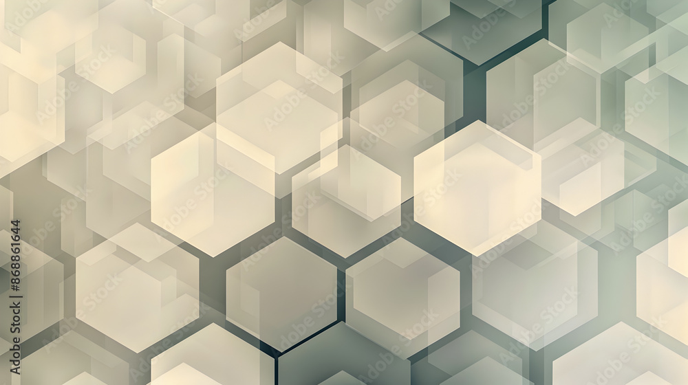 Poster minimalist hexagon backdrop with subtle overlaid textures and soft gradients contemporary digital